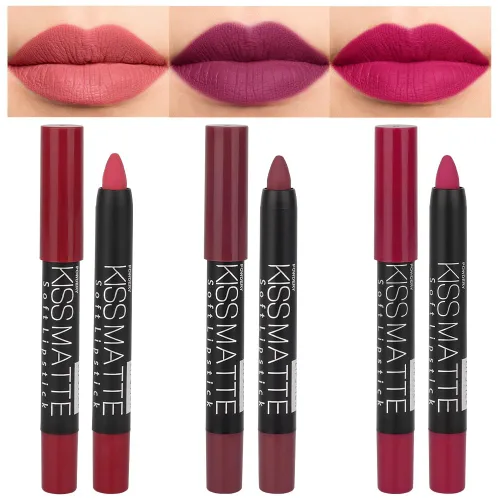 Vista 34 de BINGBRUSH Lápiz labial mate de larga duración, tinte de delineador de 01
