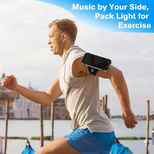 Vista 6 de MoKo - Soporte de teléfono para correr, brazalete giratorio de 360° Running armband fits phones over 5.8 inches and provides screen access, quick