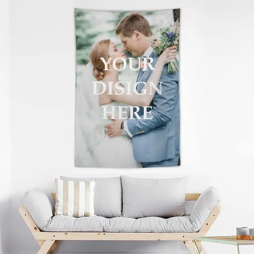 Vista 11 de OHORTEB Tapiz vertical personalizado con foto y nombre, colgante de pared personalizado para bodas, cumpleaños, día del padre, día de la madre