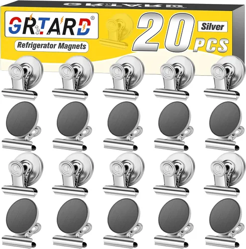 Vista 21 de Grtard Paquete de 6 clips magnéticos resistentes, clips magnéticos para refrigerador, imanes de refrigerador, clip magnético fuerte, imanes sin Negro