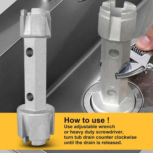 Vista 5 de Llave desagüe de bañera Hanpex - De doble extremo para desagües de baño y ducha, espárragos de inodoro - Aluminio resistente