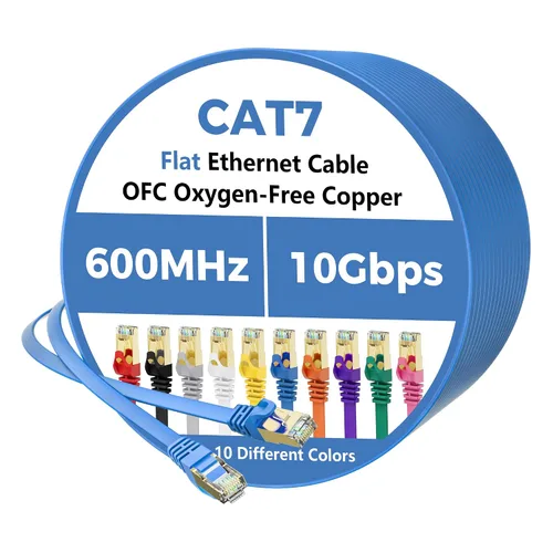 Vista 39 de Cable Ethernet Cat 7 de 0.6 pies, cable de Internet de alta velocidad de 10 Gbps, blindado SFTP, cobre puro OFC, cable de red LAN RJ45 CAT7