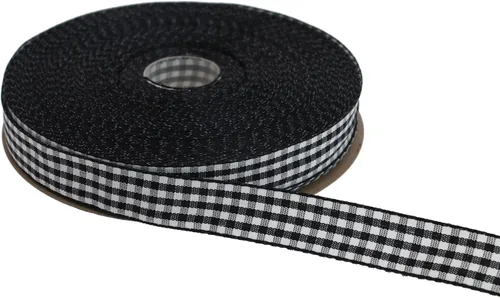 Vista 23 de Cinta a cuadros de 50 yardas cada rollo 100% poliéster con borde tejido (1/1-2 pulgadas x 50 yardas, negro)
