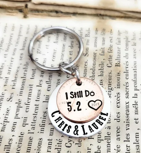Vista 2 de Tucker's Trinkets And Treasures Personalized Anniversary Year Penny, I Still Do Key Chain, Wedding Anniversary, Couples Gift