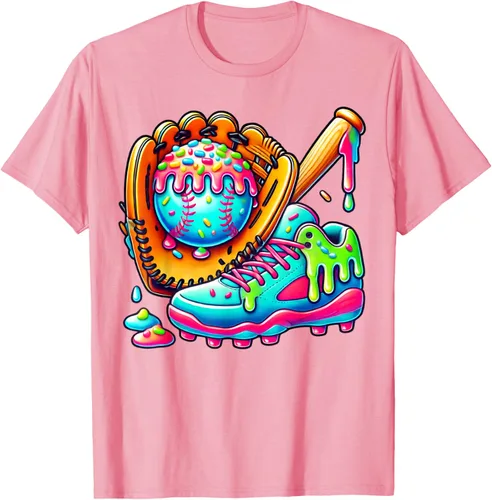 Vista 12 de Ice Cream Drip Baseball Stuff Baseball Drip For Boys Graphic T-Shirt, Negro -, Pequeña