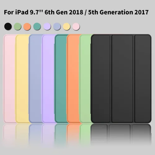 Vista 7 de iMieet Funda para iPad 9.7 (modelo 2018/2017, 6ª/5ª generación), funda inteligente con soporte para lápiz y parte trasera de silicona suave de piel