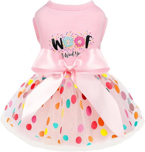 Vista 10 de Yikeyo Vestido de perro para primavera y verano, ropa de perro para perros pequeños, falda para perros pequeños, vestidos de cachorro, vestido