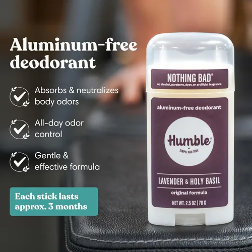 Vista 2 de Humble - Desodorante sin aluminio para mujeres y hombres, paquete variado, desodorante natural limpio y fresco en barra con aceites esenciales