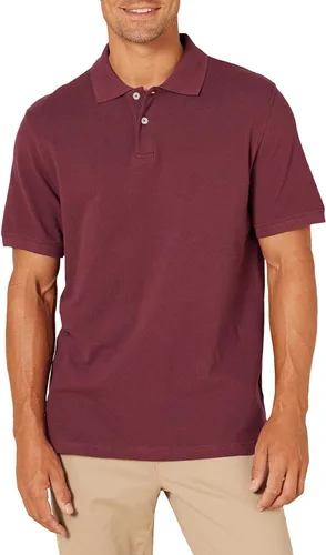 Vista 23 de Amazon Essentials Camiseta polo para hombre de manga corta y ajuste ajustado de algodón piqué Naranja Albaricoque