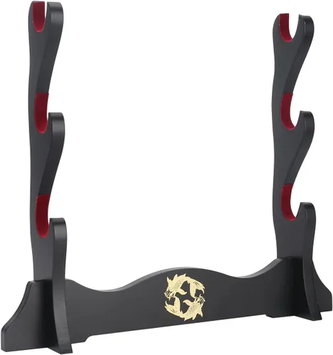 Vista 11 de Soporte de espada de terciopelo japonés acolchado Katana Stand Samurai Display Rack Soporte Todo Tanto Espada yin y Yang 1 Nivel