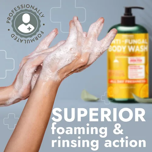 Vista 4 de Gel de baño antifúngico con aceite de árbol de té y aceite de limón Jabón antifúngico de 1% tolnafato ayuda a combatir la tiña, la picazón fornal