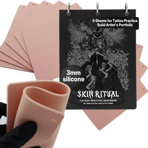 Vista 7 de 3mm SkinRitual Tattoo Practice Skins Book, 8Pcs Fake Skins, Tattoo Supplies
