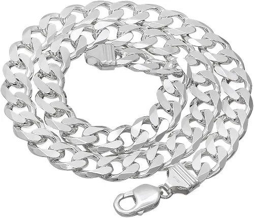 Vista 3 de Collar de cadena de plata de ley 925 maciza de 0.413in para hombre