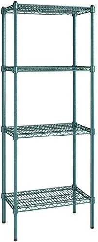 Vista 57 de Kit de 4 estantes de epoxi verde NSF de 21 x 72 pulgadas con postes de 86 pulgadas, estantería de almacenamiento resistente, kit de estantería