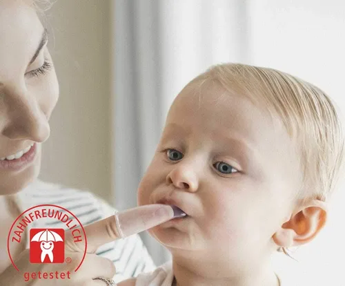 Vista 3 de nenedent - Pasta de dientes educativa para bebés con cepillo para dedos