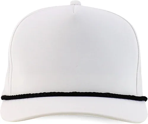 Vista 2 de Trendy Apparel Shop Tapa trasera de malla perforada híbrida de cuerda de perfil alto de 5 paneles Blanco Negro