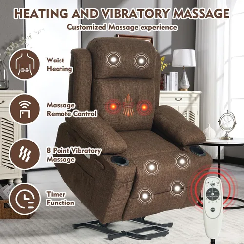 Vista 5 de Polar Aurora Silla elevadora eléctrica para ancianos, silla reclinable eléctrica con masaje térmico y vibratorio, silla de sala de estar