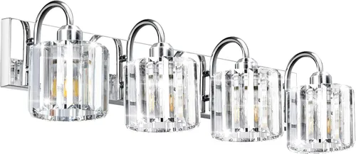 Vista 12 de Luz de tocador de baño dorada - Accesorio de luz de baño de cristal sobre espejo