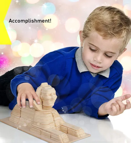 Vista 6 de Puzzled Rompecabezas 3D Esfinge de madera para manualidades, kit de modelo de construcción, único, divertido y educativo, juguete de madera