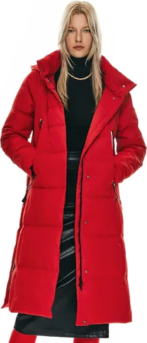Vista 10 de Orolay Chaqueta de Plumón Larga Engrosada para Mujer, Abrigo de Plumón de Invierno, Chaqueta Acolchada con Capucha y Cremallera Lateral Índigo