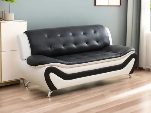 Vista 13 de Sofás de cuero para sala de estar, juego de sofá para dormitorio, apartamento, juegos de muebles de sala (a-cuero negro, sofá+sofá biplaza+silla)