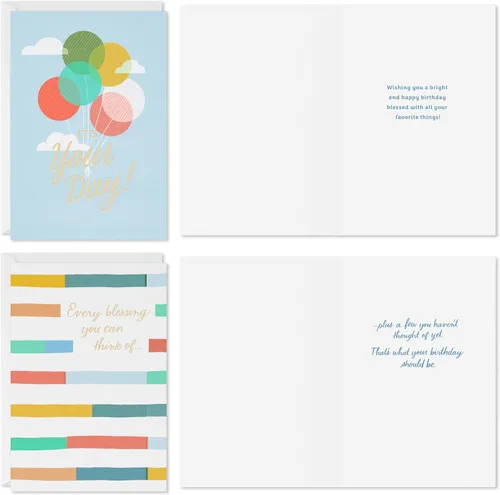 Vista 6 de Hallmark Tarjetas de cumpleaños con sobres, paquete surtido de 12 (Bendiciones)