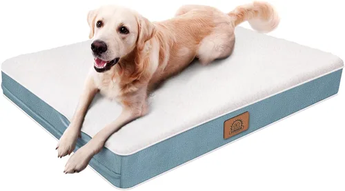 Vista 7 de Cama ortopédica para perros grandes - Gran cama impermeable para jaula de perro con funda extraíble y lavable, soporte de espuma tipo caja