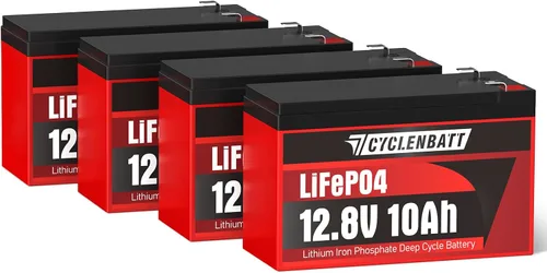 Vista 11 de CYCLENBATT Batería de Litio de 12V 10Ah, Más de 5000 Ciclos Batería LiFePO4 12V 10Ah con BMS de 10A Integrado, Batería de Litio de 12V Adecuada