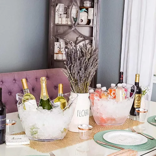 Vista 4 de Cubo de hielo para fiestas, botellas de vino o champán de acrílico transparente para bebidas (1, 8 litros)