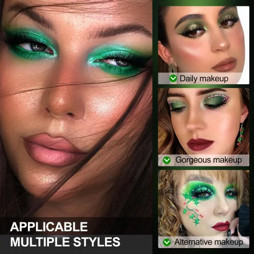 Vista 4 de Paleta de sombra de ojos verde oliva, sombra de ojos multicolor marrón y verde para ojos ahumados nudes, 12 colores brillantes pigmentados mate