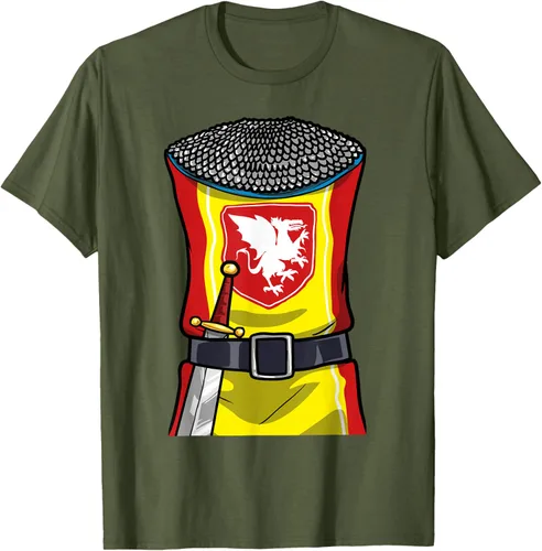 Vista 41 de Disfraz medieval de caballero de Halloween, camiseta para niños con espada de armadura, Negro, S