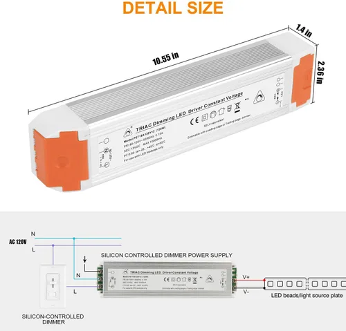 Vista 6 de Juyace fuente de alimentación de 120W 10A Dimmable LED 110v al conductor
