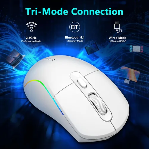Vista 11 de E-YOOSO Ratón inalámbrico para juegos, 10,000 DPI, 6 botones programables