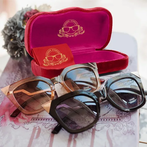 Vista 6 de Modern Eyewear Estuche rígido para gafas Funda protectora de terciopelo para gafas Estuche para gafas de sol con paño de limpieza
