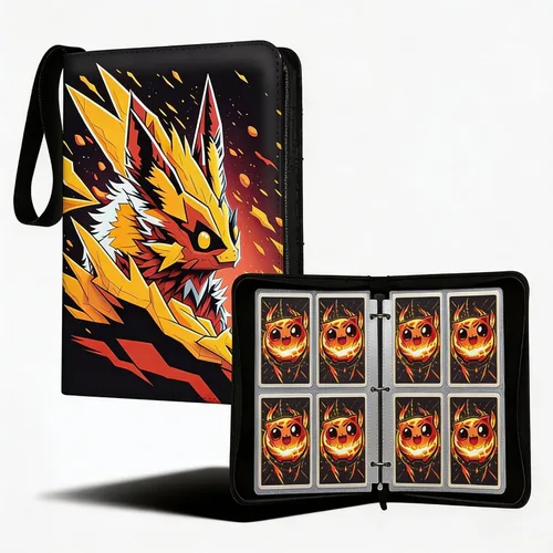 Vista 10 de Carpeta de tarjetas coleccionables con 9 bolsillos – Capacidad de 900 tarjetas, cremallera y asa, álbum de piel sintética, carpeta de 3 anillos