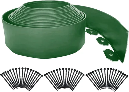Vista 21 de Bordes de jardín de 1.5 pulgadas x 98 pies, bordes de paisaje negro con 150 estacas de plástico, valla flexible de bricolaje para paisajismo, cama