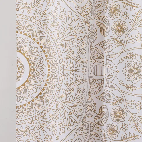 Vista 5 de Popular Handicrafts India Hippie Mandala Bohemia Hermoso Bosquejo Cortina Cortina Dormitorio Sala Balcón Cenefa Paneles Oro Blanco
