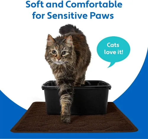 Vista 4 de MIGHTY MONKEY - Alfombrilla de atrapamiento para bandeja de arena de gato impermeable sin BPA, fácil de limpiar, respaldo texturizado, suave