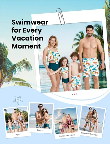 Vista 2 de PATPAT Traje de baño familiar a juego de dos piezas hawaiano tropical playa bikini y traje de baño conjunto de trajes de baño para mamá y yo