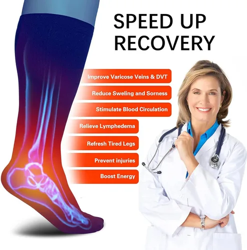 Vista 6 de Unnclou 3 pares de calcetines de compresión de talla grande para mujeres y hombres, 15-20 mmHg, extra grandes hasta la rodilla, medias de soporte