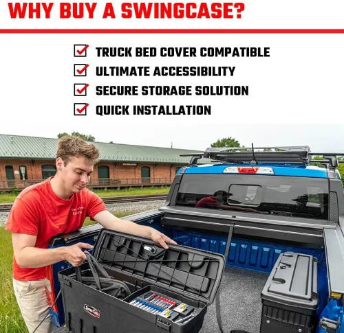 Vista 5 de Caja de almacenamiento para caja de camioneta RealTruck Undercover SwingCase SC106P Compatible con GMC Hummer EV 2021-2022, lado del pasajero