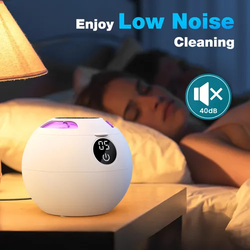 Vista 6 de Limpiador ultrasónico de retenedor, limpiador ultrasónico de 45 kHz, limpieza de 360° para dentaduras, alineador, protector bucal, joyas, frenos