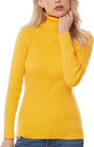 Vista 5 de nine bull Suéter de punto de cuello alto elástico básico sólido para mujer