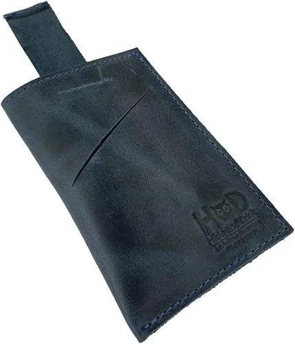 Vista 3 de Hide & Drink Cartera de cuero suave y funda para tarjeta hecha a mano azul pizarra