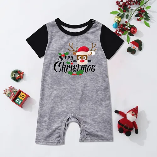 Vista 2 de Conjuntos navideños dos piezas traje familiar camisas manga corta pantalone cortos cuadros