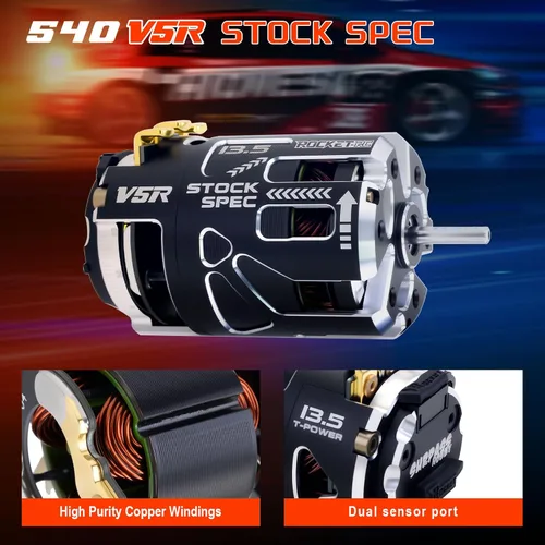 Vista 4 de Surpass Hobby 540 V5R 21.5T Motor sin escobillas con sensor, Motor RC de 2500kv de nivel de competición con eje de 5.0, ESPECIFICACIÓN Uso