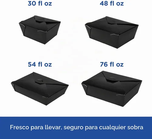 Vista 6 de Karat Paper to Go Boxes [30 oz - 450 ct] Resistente a fugas, microondas, resistentes a la grasa y apilables, color negro