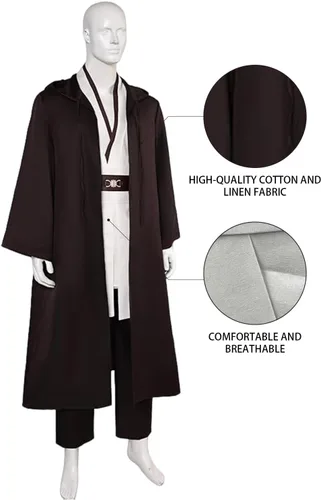 Vista 2 de Laku - Túnica de disfraz para hombre, con capucha, conjunto completo, disfraz de cosplay de Halloween, conjunto de capa