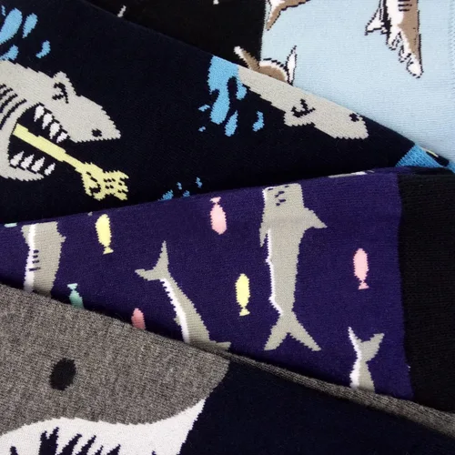Vista 4 de HSELL - Calcetines de algodón para hombre, de vestir, con diseños divertidos y alocados