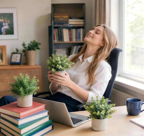 Vista 3 de Lemonfilter Pequeñas plantas falsas, paquete de 5 plantas artificiales de eucalipto en maceta para interiores, plantas falsas de plástico